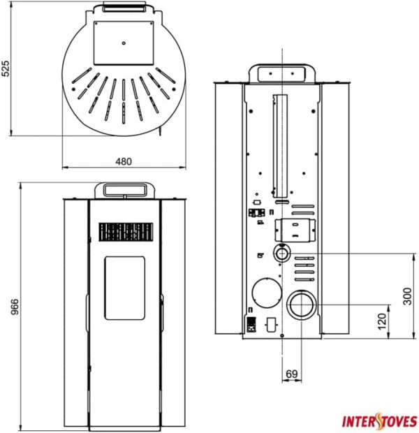 Poêle à granulés étanche LEANDRO 9 + kit de conduits de ventilation (sortie frontale) – Blanc – Image 2