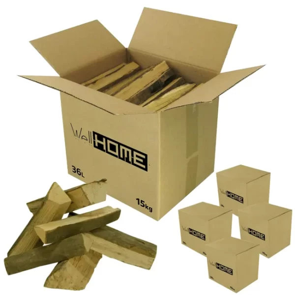 Caisse de bois de chauffage WELLHOME 75 kg en bûches de hêtre séchées – Image 2